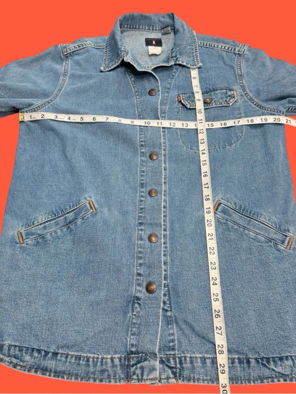 VTG Levis Red Tab Denim Chore Coat Jacket Womens M 90s Y2K Workwear Grandmacore - Picture 14 of 14